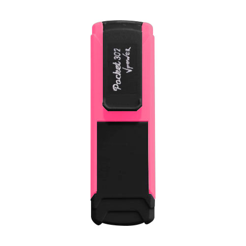 Carimbo de Bolso Pocket Nykon V Power Black Color 302 Rosa Neon  Placa Texto Retangular 14x38mm