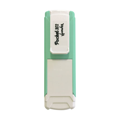 Carimbo de Bolso Pocket Nykon V Power 302 Verde  Placa Texto Retangular 14x38mm