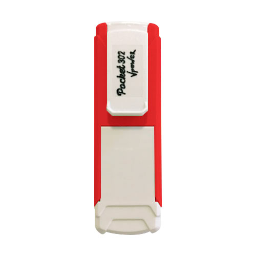 Carimbo de Bolso Pocket Nykon V Power 302 Vermelho  Placa Texto Retangular 14x38mm