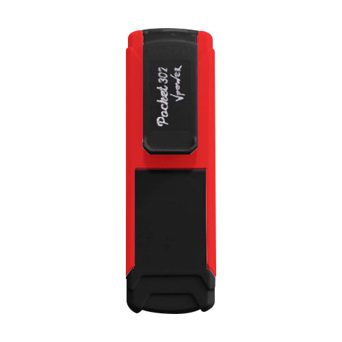 Carimbo de Bolso Pocket Nykon V Power Black Color 302 Vermelho  Placa Texto Retangular 14x38mm