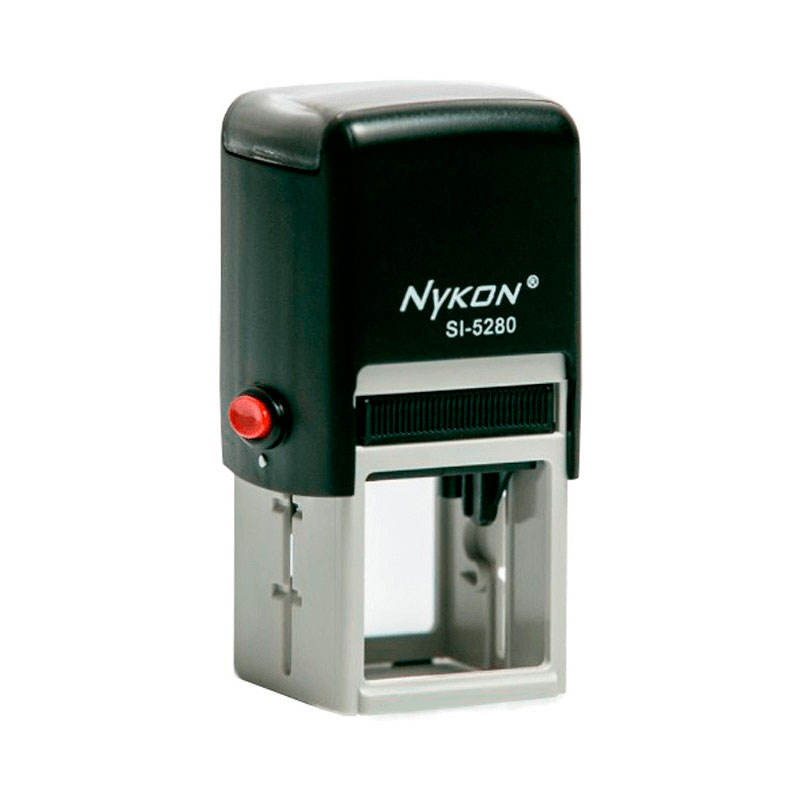 Carimbo Automatico Nykon  Power Si5280 Preto Placa Texto Quadrada 30x30mm