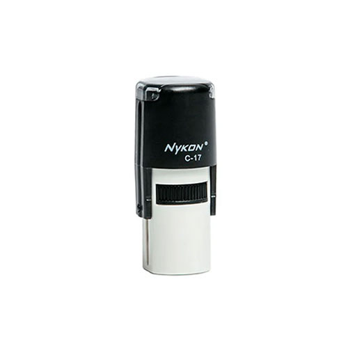 Carimbo Automatico Nykon  Power Vc17 Preto Placa Texto Redonda 17mm