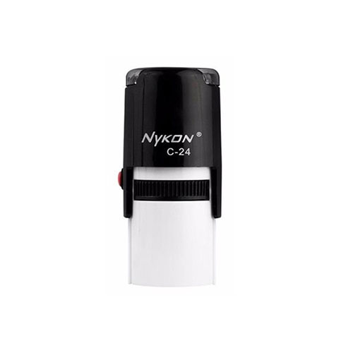 Carimbo Automatico Nykon  Power Vc24 Preto Placa Texto Redonda 24mm