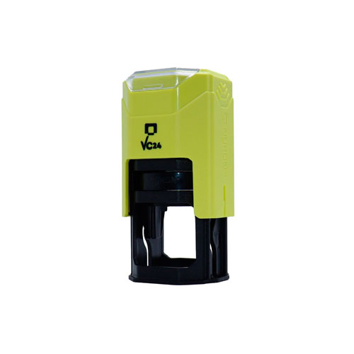Carimbo Automatico Nykon  Vpower Vc24 Amarelo Esverdeado Placa Texto Redonda 24mm