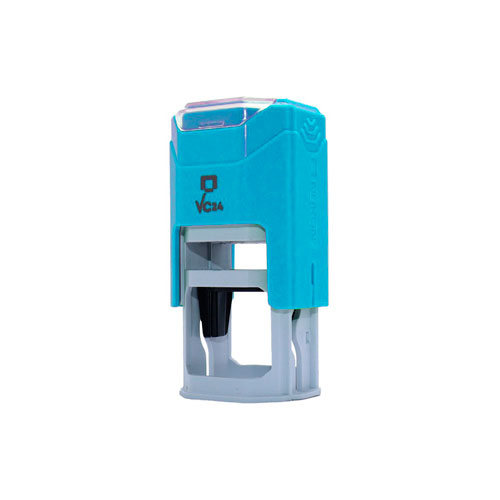 Carimbo Automatico Nykon  Vpower Vc24 Azul Claro Placa Texto Redonda 24mm