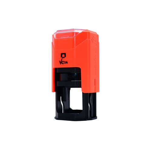 Carimbo Automatico Nykon  Vpower Vc24 Laranja  Neon Placa Texto Redonda 24mm