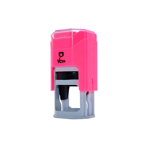 Carimbo Automatico Nykon  Vpower Vc24 Rosa Neon Placa Texto Redonda 24mm
