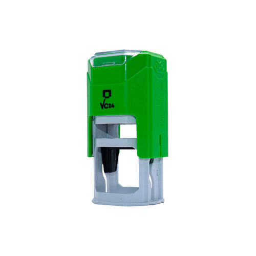 Carimbo Automatico Nykon  Vpower Vc24 Verde Limao Placa Texto Redonda 24mm