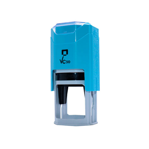 Carimbo Automatico Nykon  Vpower Vc30 Azul Claro Placa Texto Redonda 30mm