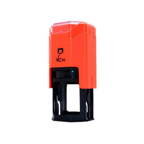 Carimbo Automatico Nykon  Vpower Vc30 Laranja Neon Placa Texto Redonda 30mm