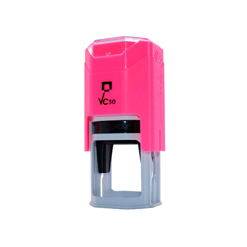 Carimbo Automatico Nykon  Vpower C30 Rosa Neon Placa Texto Redonda 30mm