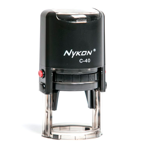 Carimbo Automatico Nykon  Power Vc40 Preto Placa Texto Redonda 40mm