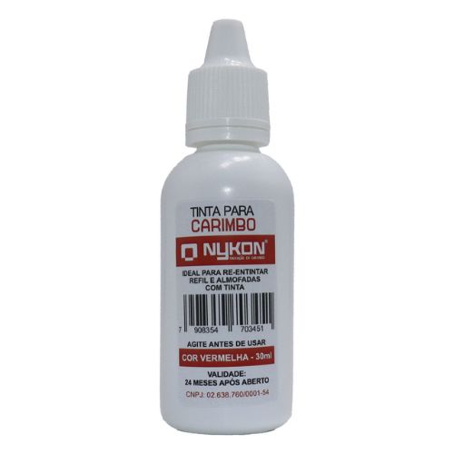 Tinta Nykon Vermelha para Carimbo Automático Frasco 30ml