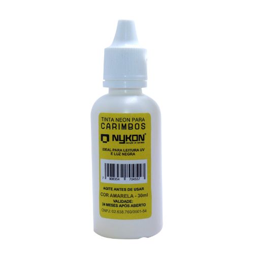 Tinta Nykon Amarela Neon Fluorescente para Carimbo Frasco 30ml