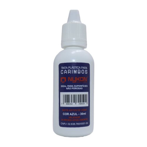 Tinta Secagem Rápida Nykon Azul para Carimbar Plástico Frasco 30ml