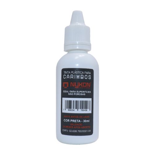 Tinta Secagem Rápida Nykon Preta para Carimbar Plástico Frasco 30ml