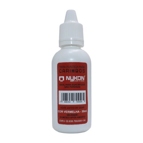 Tinta Secagem Rápida Nykon Vermelha para Carimbar Plástico Frasco 30ml