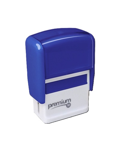 Carimbo Automatico Premium 10 Azul Placa Texto Retangular 10x26mm