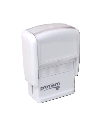 Carimbo Automatico Premium 10 Branco Placa Texto Retangular 10x26mm