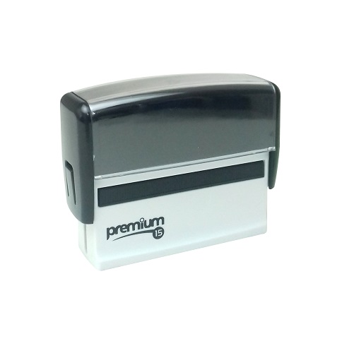 Carimbo Automatico Premium 15 Preto Placa Texto Retangular 14x69mm
