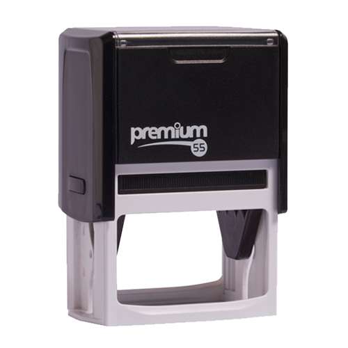 Carimbo Automatico Premium 55 Preto Placa Texto Retangular 40x60mm
