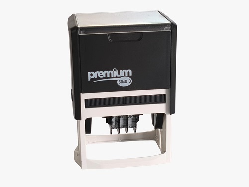 Carimbo Datador Automático Premium 4060d Preto Placa Texto Retangular 40x60mm