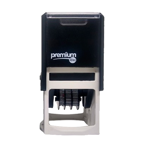 Carimbo Datador Automático Premium 4040d Preto Placa Texto Quadrada 40x40mm