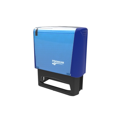 Carimbo Automatico Premium N20 Azul Placa Texto Retangular 14x38mm