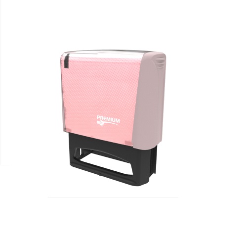 Carimbo Automatico Premium N20 Rosa Placa Texto Retangular 14x38mm