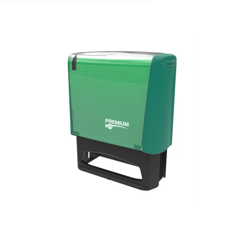 Carimbo Automatico Premium N20 Verde Placa Texto Retangular 14x38mm