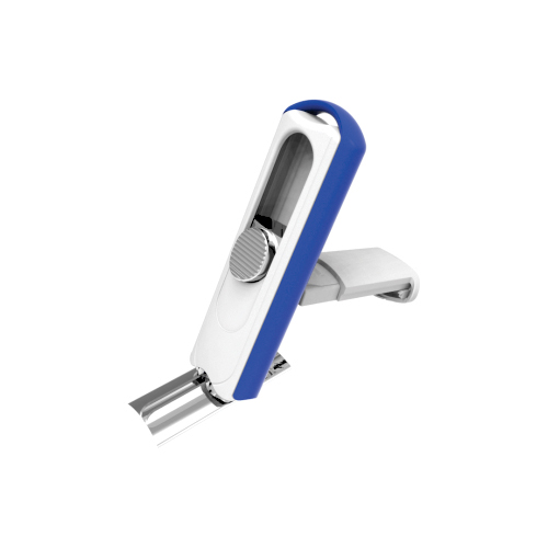 Carimbo de Bolso Premium Bt20 Branco com Borda Azul Placa Texto Retangular 14x38mm