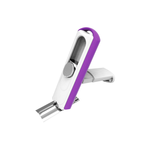 Carimbo de Bolso Premium Bt20 Branco com Borda Violeta Placa Texto Retangular 14x38mm