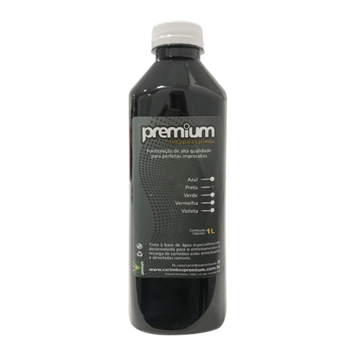 Tinta Premium Preta para Carimbo Automático Frasco 1 Litro