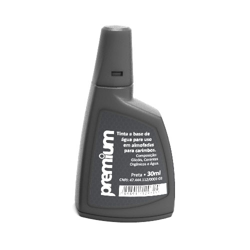 Tinta Premium Preta para Carimbo Automático Frasco 30ml