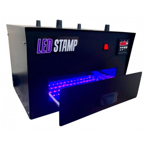 Maquina para Carimbo Ledstamp Sistema Polimero  12 Lâmpadas Led Dupla Exposição área útil 210mm X 250mm