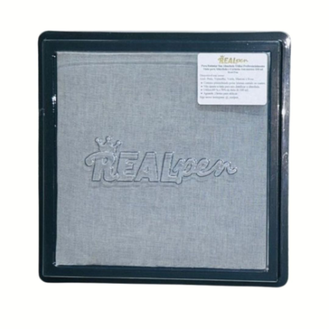 Almofada para Carimbo Real Pen Sem Tinta de Feltro com Tampa e Base de Plástico Tamanho Especial Quadrada  200x200mm