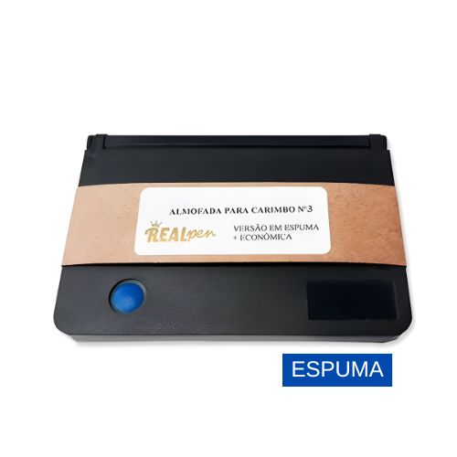 Lmofada para Carimbo Real Pen N3 Azul de Espuma com Tampa de Plastico Retangular 70x105mm