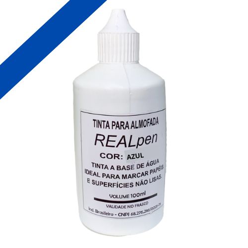 Tinta Real Pen Azul para  Almofada de Carimbo Frasco 100ml