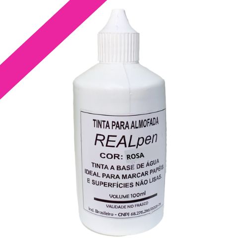 Tinta Real Pen Rosa para  Almofada de Carimbo Frasco 100ml