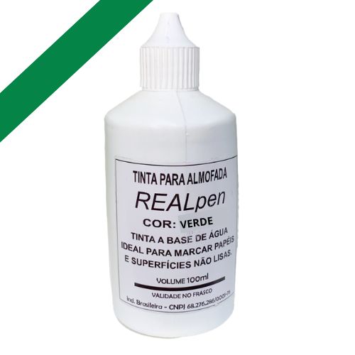 Tinta Real Pen Verde para  Almofada de Carimbo Frasco 100ml