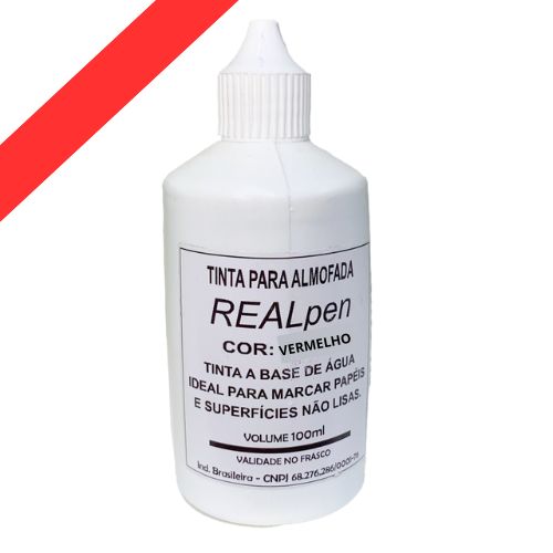 Tinta Real Pen Vermelha para  Almofada de Carimbo Frasco 100ml