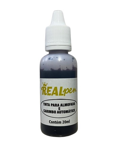 Tinta Real Pen Preta para  Almofada de Carimbo Frasco 20ml