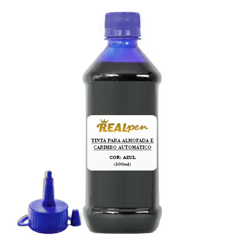 Tinta Real Pen Azul para Almofada de Carimbo Frasco 500ml