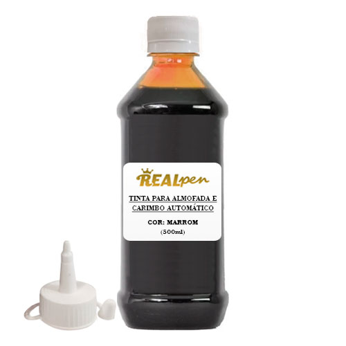 Tinta Real Pen Marrom para Almofada de Carimbo Frasco 500ml
