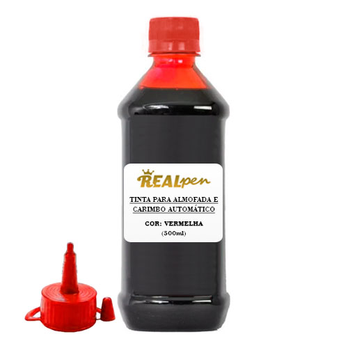 Tinta Real Pen Vermelha para Almofada de Carimbo Frasco 500ml