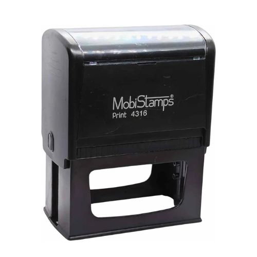 Carimbo Automatico Mobi Stamps Sirdas Print 4316 Preto Placa Texto Retangular 48x90mm