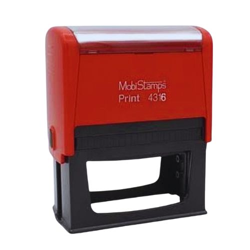 Carimbo Automatico Mobi Stamps Sirdas Print 4316 Vermelho Placa Texto Retangular 48x90mm