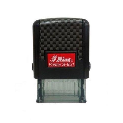 Carimbo Automatico Shiny Novo Printer S851 Preto com Estampa Padrão Placa Texto Retangular 10x26mm