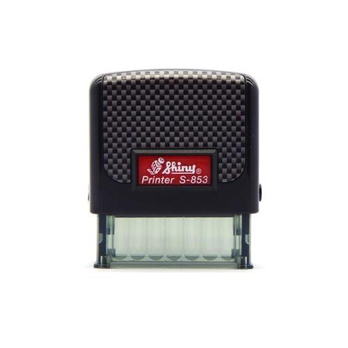 Carimbo Automatico Shiny Printer S853 Preto Estampa Padrão Placa Texto Retangular 18x47mm