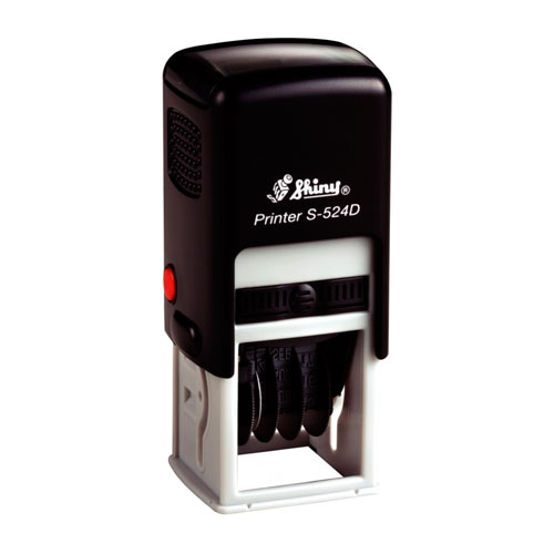 Carimbo Datador Automático Shiny Printer 524d Preto Placa Texto Redonda 24x24mm